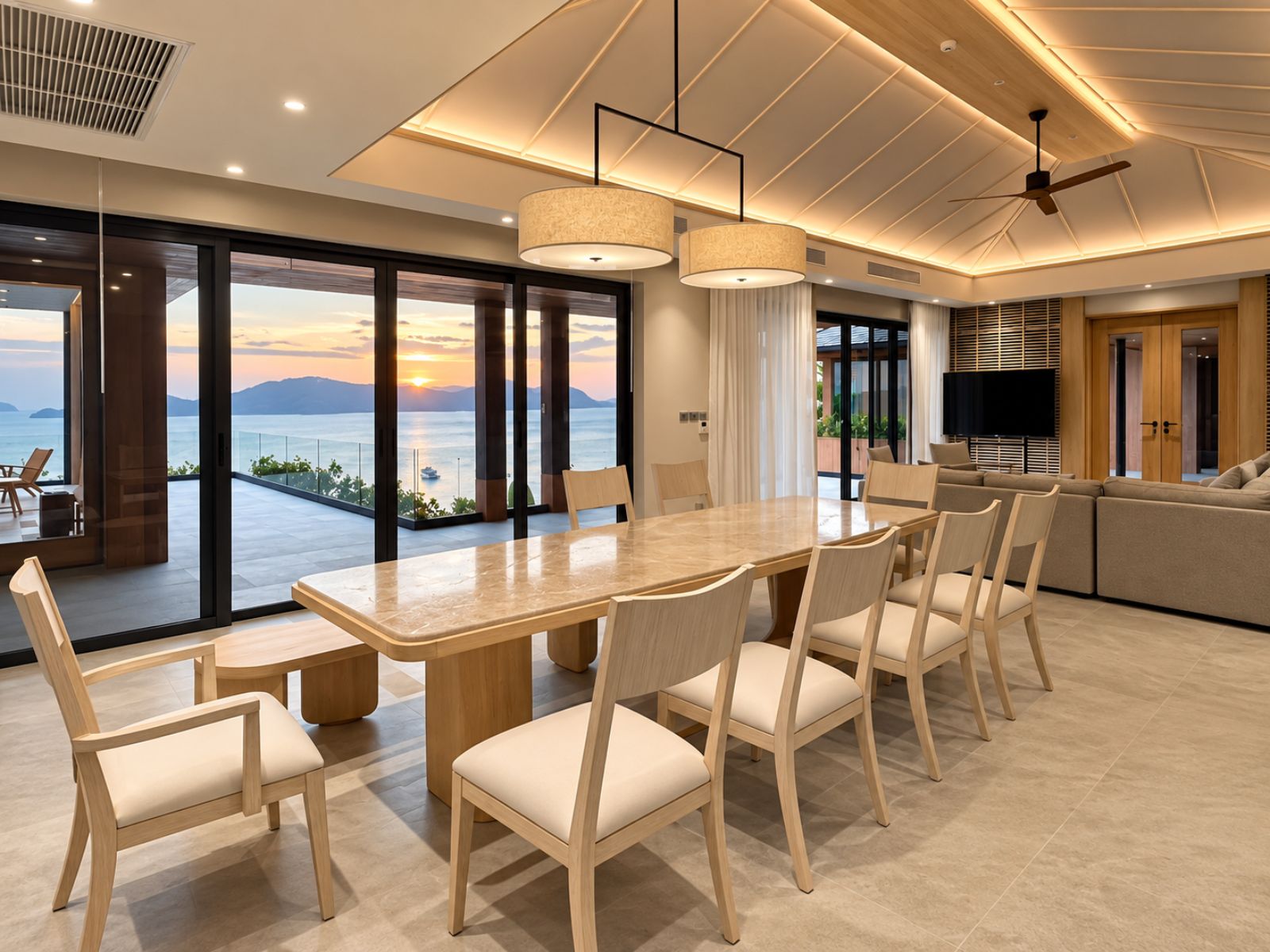 Dining and living area, private residence in Phuket